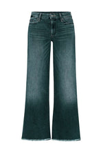Washed Raw Hem Mid Waist Straight Leg Jeans
