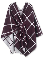 Women's Windowpane Reversible Capes Cardigan Shawls