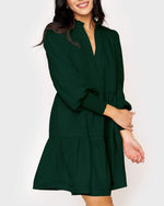 Women's V-Neck Long Sleeve Ruffle Tiered Dress