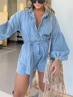 Women's Denim Button Down Romper