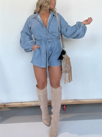 Women's Denim Button Down Romper