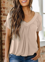 Women's Casual Short Sleeve V Neck Basic T-shirts