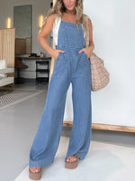 Women's Denim Wide Leg Overalls Jumpsuits