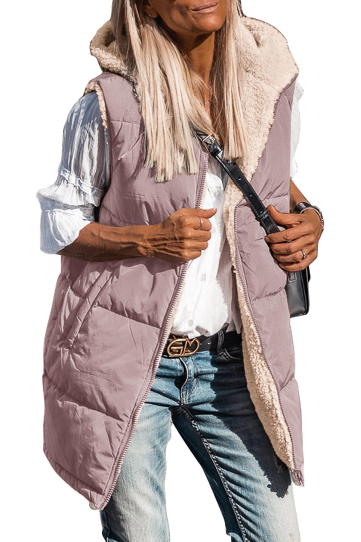 Women's Reversible Fleece Hooded Vests