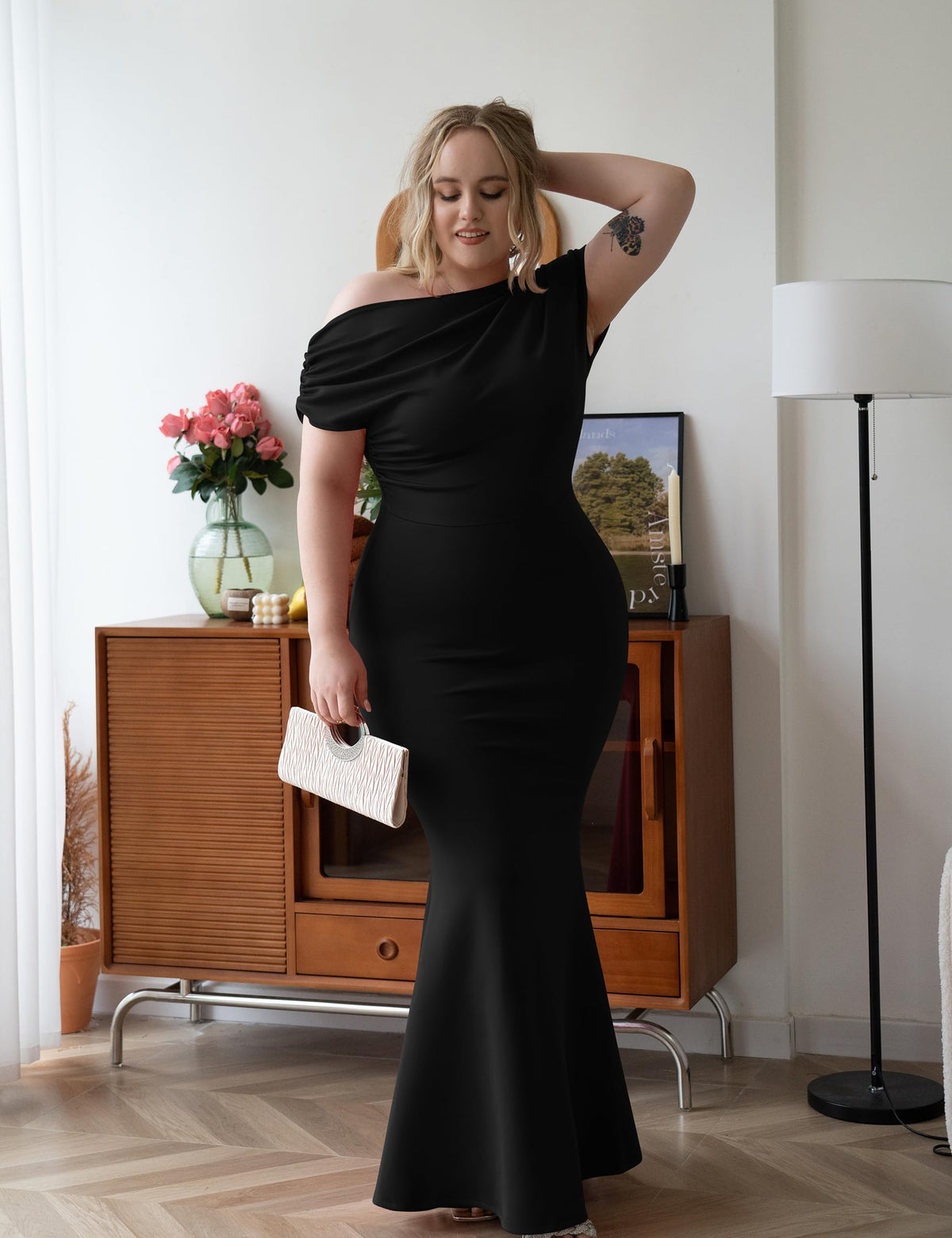 Women's Elegant Off Shoulder Bodycon Party Evening Dress