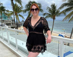 Women's Lace Bathing Suit Cover Up V-Neck Coverups