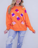 Women's Candy Corn Sequin Embellished Sweatshirt