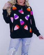 Women's Candy Corn Sequin Embellished Sweatshirt