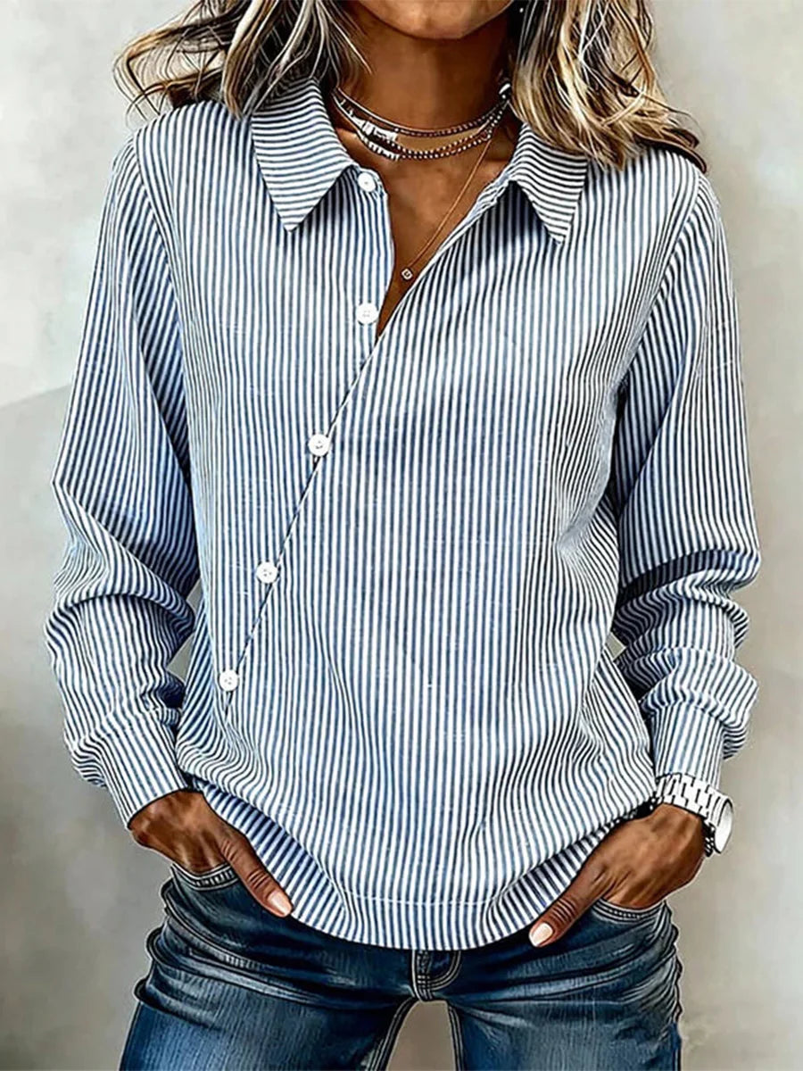 Vintage Striped Long Sleeve Blouse