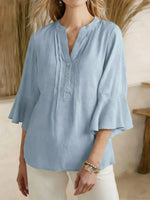 Women's Casual V-neck 3/4 Sleeve Loose Top