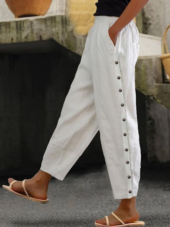 Plain Loose Casual Pants with Pockets