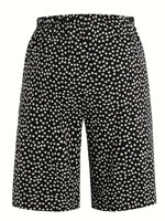 Polka Dot Floral Drawstring Waist Straight Capri Pants