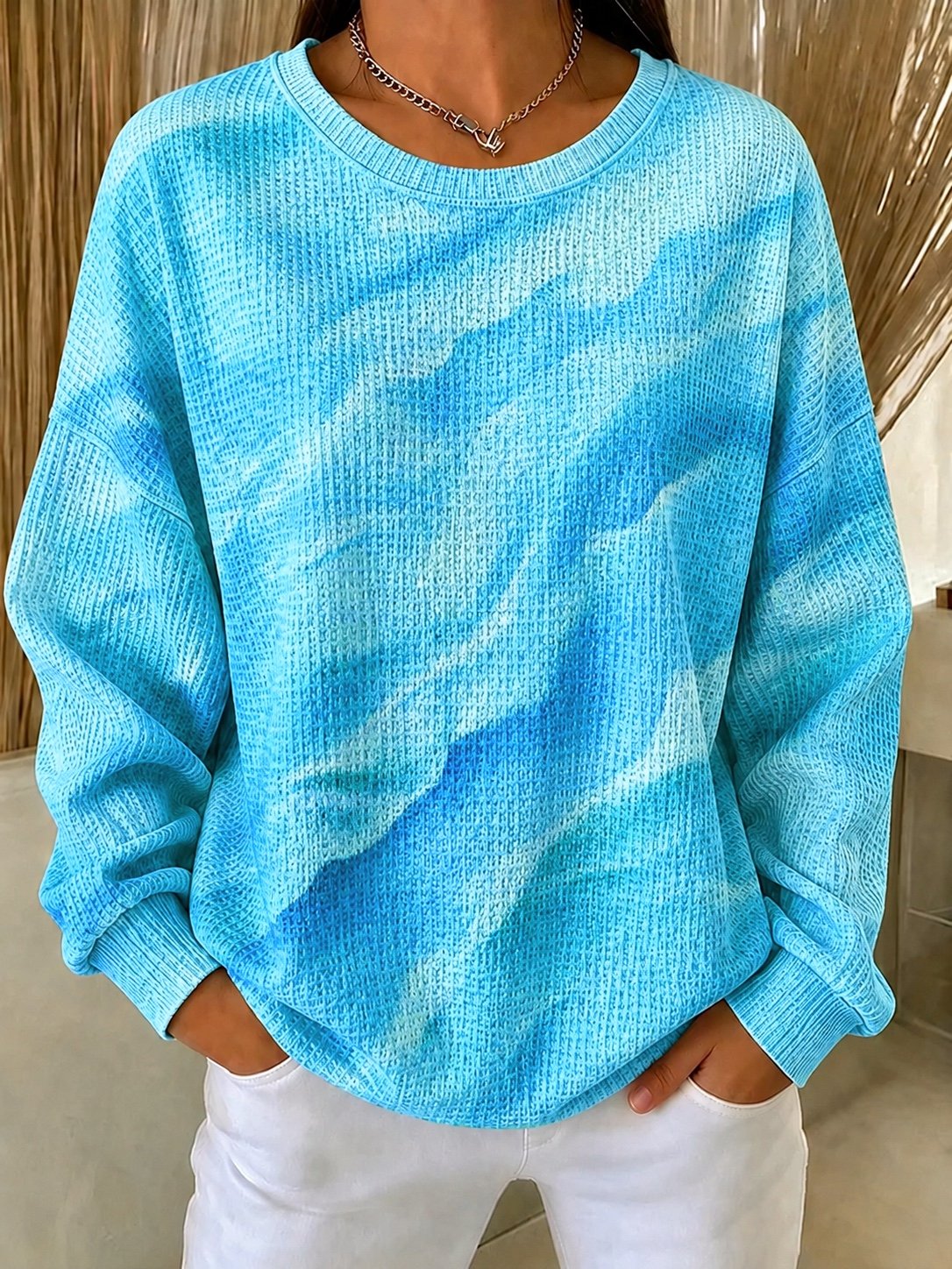Casual Tie-Dye Pattern Crew Neck Sweatshirt