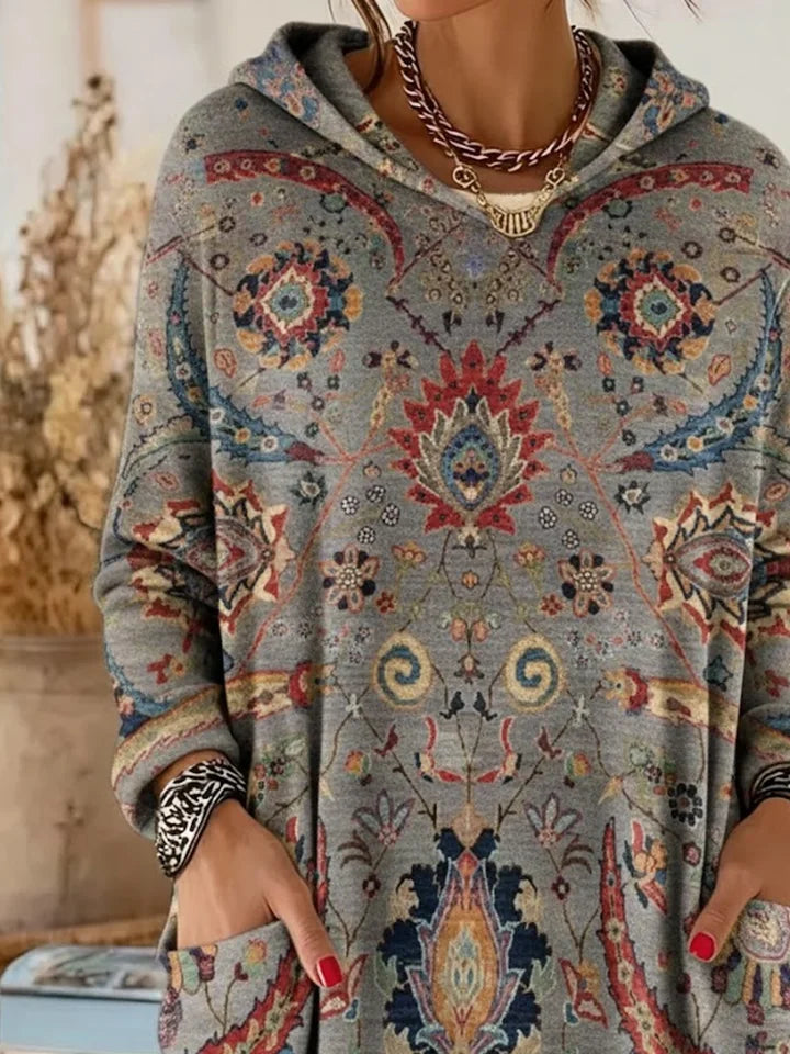 Vintage Ethnic Hoodie Long Sleeve Hoodie