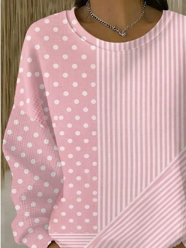 Casual Striped Crew Neck Sweatshirt