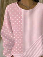 Casual Striped Crew Neck Sweatshirt