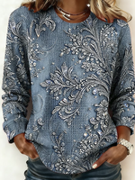 Casual Floral Crew Neck Sweatshirt