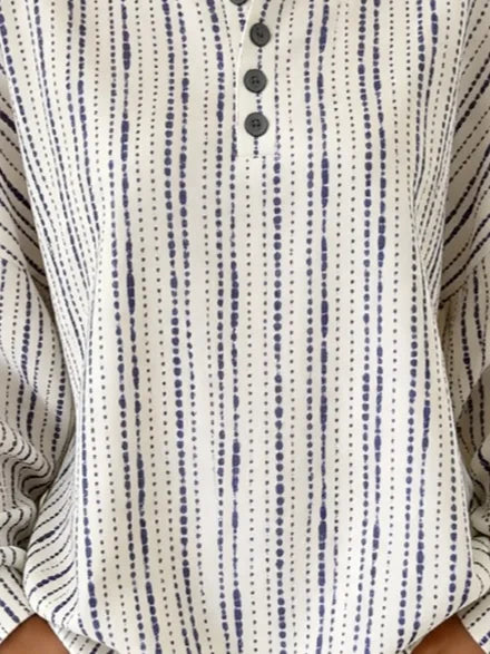 Casual Geometric Henley Collar Sweatshirt