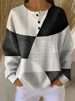 Women Geometric Abstract Casual Round Neck Long Sleeve Sweatshirt