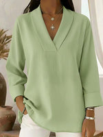 Vintage And Elegant Shawl Collar Linen Long Sleeve Shirt