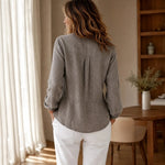 Pintuck Peplum Button Long Sleeve Blouse