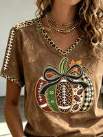 Vintage Maple Leaf V Neck Short Sleeve T-shirt