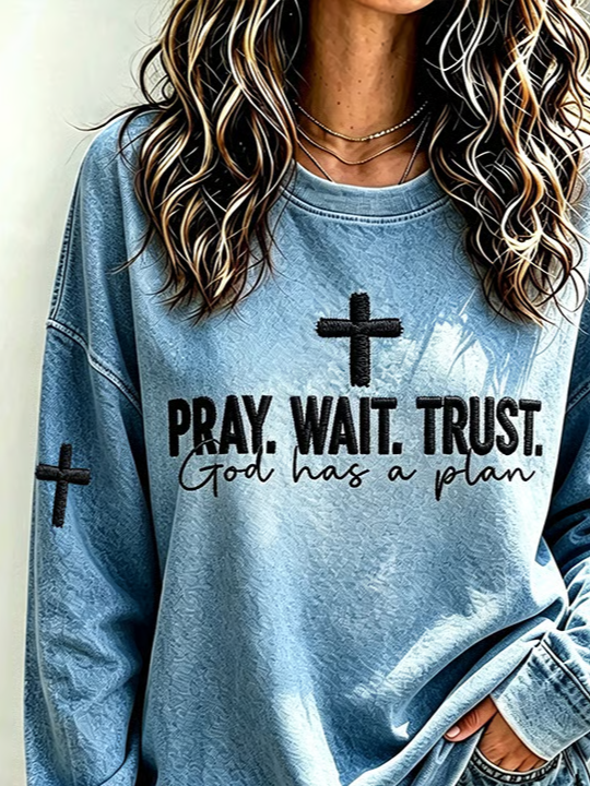 Casual Text Letters Crew Neck Long Sleeve Sweatshirt