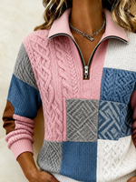 Casual Abstract Stand Collar Long Sleeve Sweatshirt