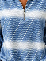 Casual Simple Striped Half Open Collar Long Sleeve Sweatshirt