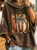 Casual Pumpkin Pattern Hoodie Half Sleeve Hoodie