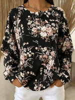 Casual Floral Henley Collar Long Sleeve Sweatshirt