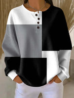 Casual Crew Neck Multicolor Block Sweatshirt Printing