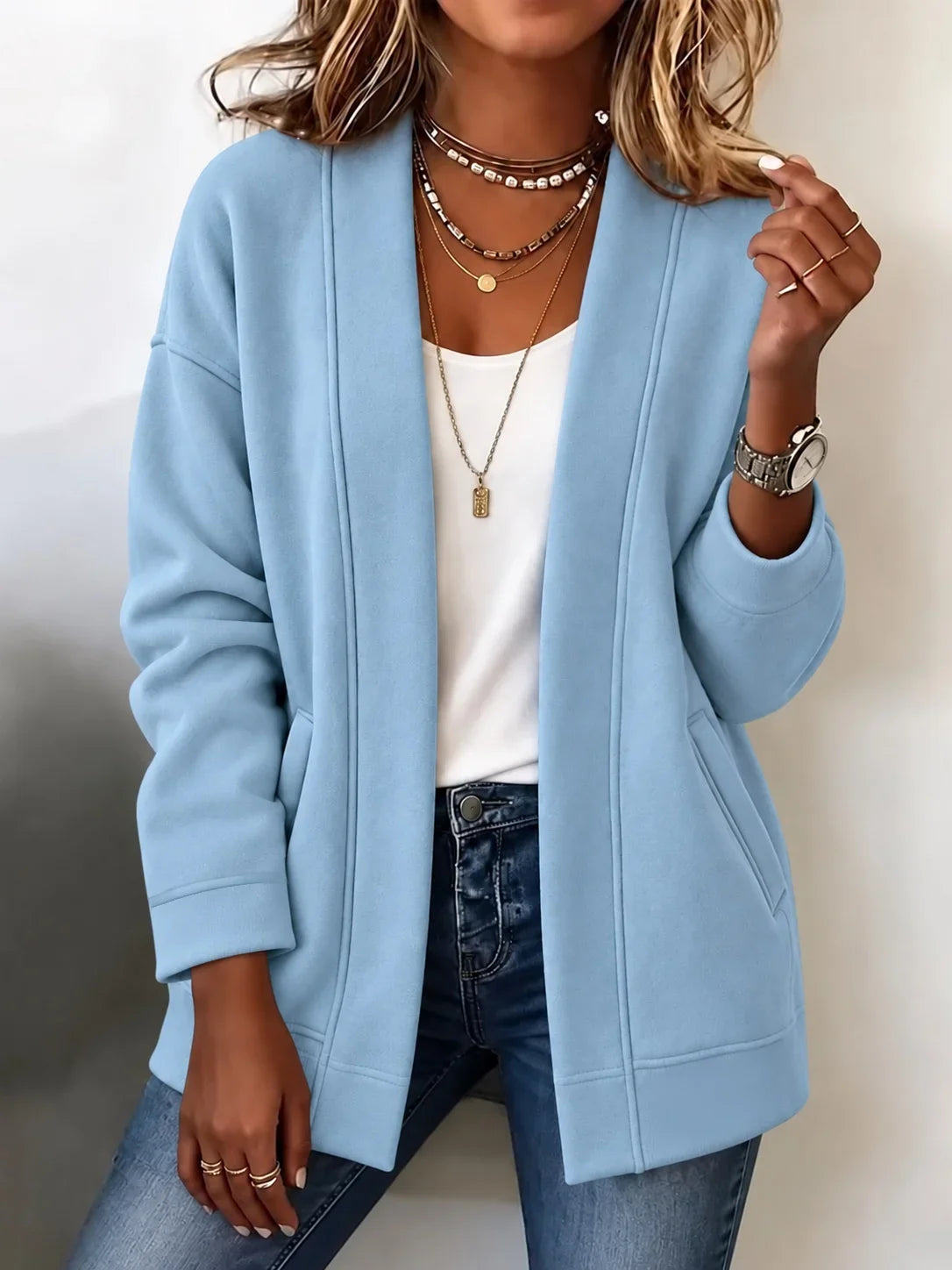 Women Spring/Fall Outerwear Casual Plain Long Sleeve Jacket