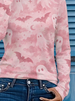 Casual Halloween Crew Neck Long Sleeve T-shirt