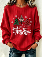 Casual Christmas Crew Neck Long Sleeve Sweatshirt