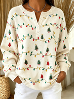 Casual Christmas Crew Neck Long Sleeve Sweatshirt