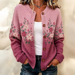 Women's Retro Floral Pattern Art Casual Knit Cardigan
