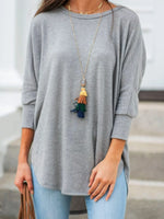 Crew Neck Solid Color Long Sleeves Sweatshirt