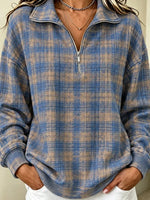 Casual Geometric Stand Collar Long Sleeve Sweatshirt