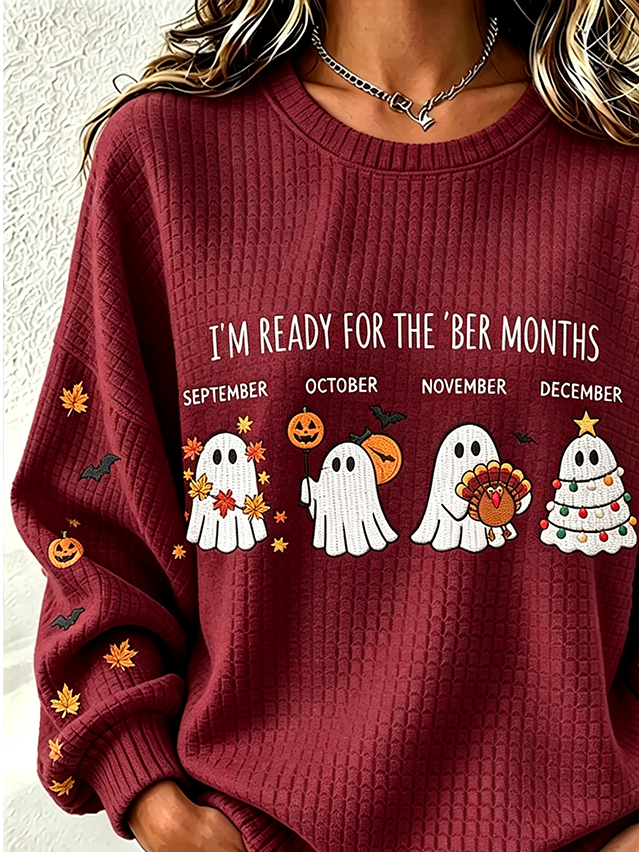 Casual Halloween Crew Neck Long Sleeve Sweatshirt