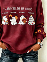 Casual Halloween Crew Neck Long Sleeve Sweatshirt
