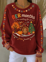 Casual Text Letters Crew Neck Long Sleeve Sweatshirt