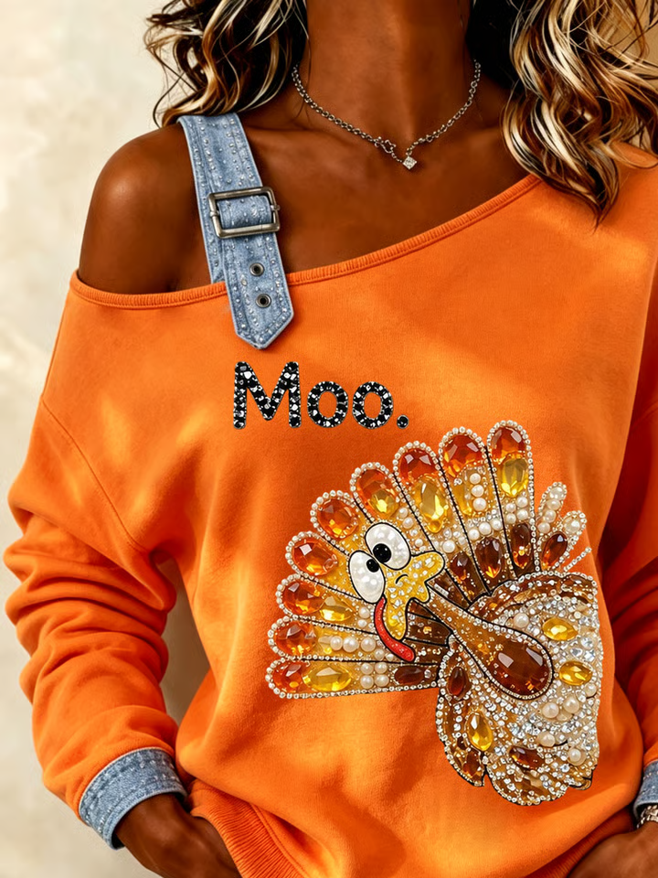 Casual Turkey Asymmetrical Long Sleeve Sweatshirt