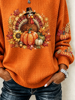 Casual Maple Leaf Crew Neck Long Sleeve Sweatshirt
