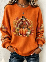 Casual Maple Leaf Crew Neck Long Sleeve Sweatshirt