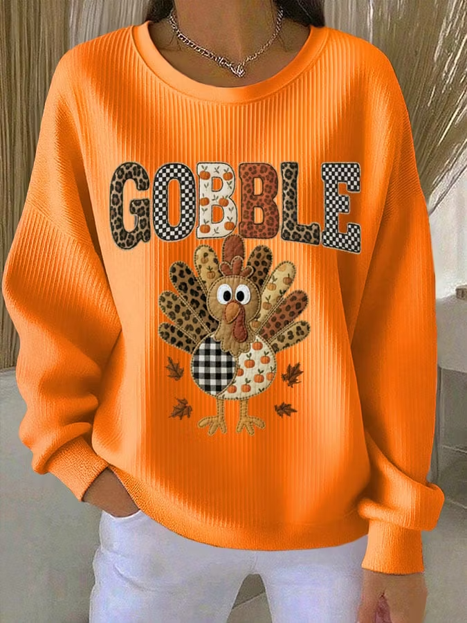 Casual Leopard Crew Neck Long Sleeve Sweatshirt