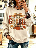 Casual Leopard Crew Neck Long Sleeve Sweatshirt