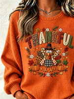 Casual Turkey Crew Neck Long Sleeve Sweatshirt