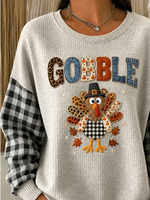 Casual Plaid Crew Neck Long Sleeve Sweatshirt