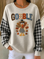 Casual Plaid Crew Neck Long Sleeve Sweatshirt